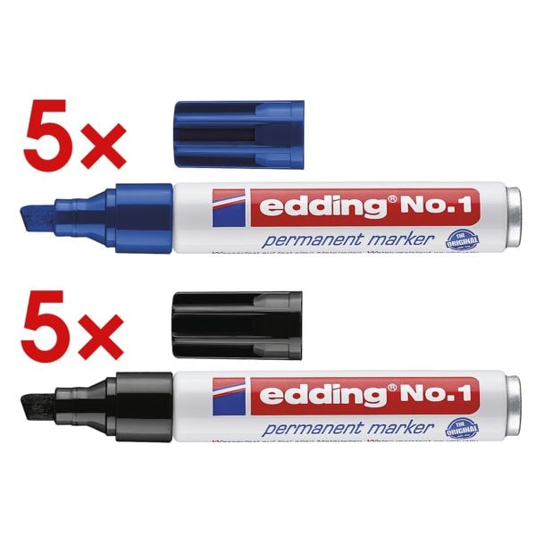 Edding 10x Permanent-Marker »No. 1« (5x blau und 5x schwarz) schwarz Image