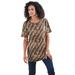 Plus Size Women's Crewneck Ultimate Tee by Roaman's in Natural Textured Animal (Size 2X) Shirt
