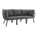 Modway Riverside 3 Piece Sectional Seating Group Metal in Blue/Gray/White | 28 H x 85.5 W x 29.5 D in | Outdoor Furniture | Wayfair