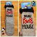 Disney Accessories | Disney Minnie Mouse "Mini Mouse" Slipper Socks | Color: Gray/Red | Size: 6 1/2 - 8 1/2