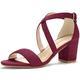 Allegra K Women's Crisscross Ankle Strap Block Heel Sandals Burgundy 3 UK/Label Size 5 US