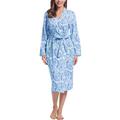 Amorbella Womens Cotton Robe Long Printed Bathrobe with Pockets(Blue,Medium)