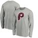 Men's Fanatics Branded Heathered Gray Philadelphia Phillies Cooperstown Collection Huntington Logo Long Sleeve T-Shirt