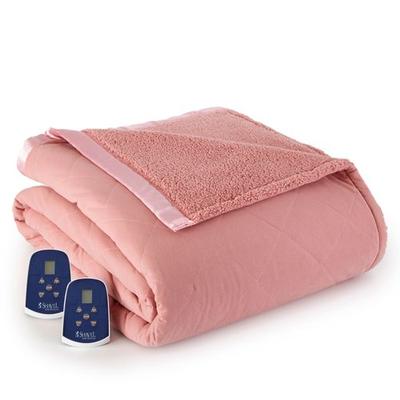 Micro Flannel Sherpa Heated Blanket, Twin, Blush