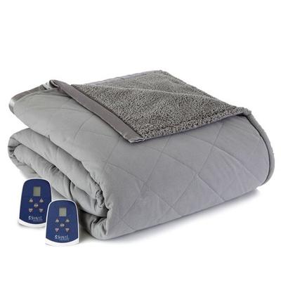 Micro Flannel Sherpa Heated Blanket, Twin, Gray