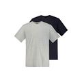 JP 1880 Herren große Größen Übergrößen Menswear L-8XL T-Shirts, Basic, 2er-Pack, V-Ausschnitt, Halbarm, bis 8 XL hellgrau mélange 5XL 711318134-5XL