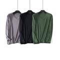 Wantschun Mens Modal Mix Bamboo Fiber V Neck Long Sleeve T-Shirt Undershirt Sleepwear Top Nightwear (Dark Grey+Black+Green;UK S)