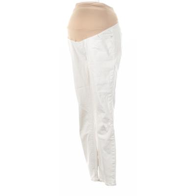 Ann Taylor LOFT Jeans - Mid/Reg Rise Skinny Leg Denim: White Bottoms - Women's Size 5 Maternity - Light Wash