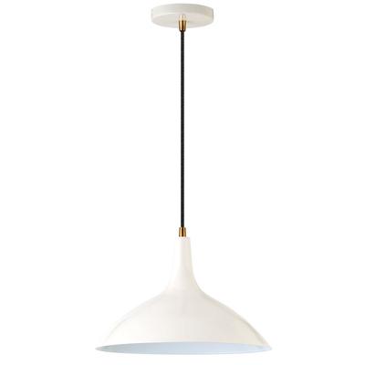 Barton Pearled White Metal Pendant with Brass Accents - Hudson & Canal PD0760