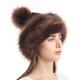 Soul Young Women's Faux Fur Hat Black Russian Cossack Knit Pompom Ski Snow Cap for Winter White, Coffee, One Size