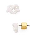 Kate Spade Jewelry | Kate Spade Loves Me Knot Heart Stud Earrings In White | Color: Gold/White | Size: Various