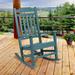August Grove® Neufmann Outdoor Patio All-Weather Poly Resin Wood Rocking Chair Plastic in Blue | 42 H x 25.625 W x 35 D in | Wayfair