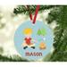 The Holiday Aisle® Camping Boy w/ Smores & Campfire Personalized Metal Christmas Ball Ornament Metal in Blue | 3.5 H x 3.5 W in | Wayfair