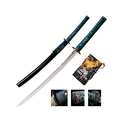 Cold Steel Dragonfly Wakizashi Long Handle Sword 22in 1060 Carbon Black Ray Skin Handle w/ Black Braid Cord and Brass Menuki CS-88DWK