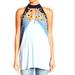 Free People Tops | Free People Floral Keyhole Tunic Top | Color: Blue/Yellow | Size: Xs