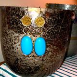 Anthropologie Jewelry | Anthropologie Earrings | Color: Blue/Gold | Size: Os