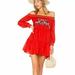 Free People Dresses | Free People Sunbeams Mini Embroidered Dress Nwt | Color: Red | Size: M