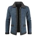 CAZOY Warm Fleece Coat Jacket for Men Long Sleeve Knitted Knitwear Cardigan Autumn Winter Mens Casual Full Zipper Buttons Cotton Linen Slim Fit Sweater Jumper Sweatshirt Pullover Tops with Pockets