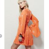 Free People Dresses | Free People Jasmine Embroidered Mini Dress - Xs | Color: Cream/Orange | Size: Xs