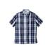Men's Big & Tall Short-Sleeve Plaid Sport Shirt by KingSize in New Navy Plaid (Size 7XL)