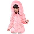 LPATTERN Little Girls Jacket Girls Kids Coat Hooded Windbreaker Outwear Parka Outwear Winter Clothes, Pink, 10-11 Years/150