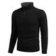 COOFANDY Men's Quarter Zip Jumpers Sweater Slim Fit Casual Knitted Turtleneck Pullover Mock Neck Polo Sweater Black