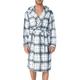 Fanient Men Towelling Robe 100% Polyester Fleece Bathrobe Dressing Gown Bath Perfect for Gym Shower Spa Hotel Robe Holiday White Navy