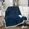 Galaxy Sherpa Blanket Starry Sky Constellation Fleece Throw Blanket Dark Blue Outer Space Theme Plush Blanket for Sofa Couch Bed Room Decor Lightweight Milky Way Warm Fuzzy Blanket Double 60"x79"