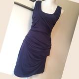 Anthropologie Dresses | Deletta Draped Body Con Blue Cotton Dress Small | Color: Blue | Size: S