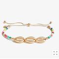 J. Crew Jewelry | J. Crew Multi Color Bead Cowrie Bracelet. | Color: Gold/Pink | Size: Os