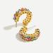 J. Crew Jewelry | Hpjcrew Crystal Bezel Hoop Earrings Nwt Os Multi | Color: Gold/Pink | Size: Os