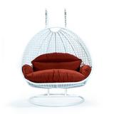 Wicker Hanging 2 person Egg Swing Chair in Dark Orange - LeisureMod ESCW-57DOR