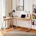 Inbox Zero L-Shape Desk Wood/Metal in Brown | 29.5 H x 58 W x 44 D in | Wayfair 781FCC8FB2DF4833B5EC0CC6F54BE32E