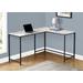 "Computer Desk / Home Office / Corner / 58""L / L Shape / Work / Laptop / Metal / Laminate / White Marble Look / Black / Contemporary / Modern - Monarch Specialties I 7393"