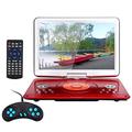 YOOHOO 16.9” Portable DVD Players with 14.1” Swivel Large LCD Screen Travel DVD Players for Kids Rechargeable Car Adapter Support USB SD Card, AV IN/OUT Remote Control, Red
