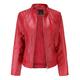 YOUCAI Women's PU Leather Jacket Stand Collar Large Size Zip Up Faux Leather Biker Jacket Women's Jacket with Zip Pockets Short Coat for Spring and Autumn Red 4XL