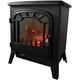 HomeZone Electric Fire - Decorative Portable Furniture Heater, Vintage Style Flame Effect Electric Free Standing Wood Burner Insert Fireplace for Home and Living Room Heating (Black, 1850W)