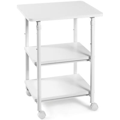 Costway 3-tier Adjustable Printer Stand with 360° Swivel Casters-White