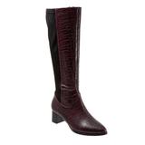 Women's Kirby Wc Wide Calf Boot by Trotters in Wine (Size 6 M)