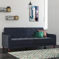Novogratz Vintage Twin 81.5" Wide Velvet Convertible Sofa Wood/Velvet in Blue/Black | 34.5 H x 81.5 W x 33.5 D in | Wayfair 2238679N