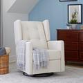 DaVinci Maddox Swivel Reclining Glider Polyester or Polyester Blend in White/Brown | 43 H x 34 W x 28.5 D in | Wayfair M21287NO