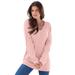 Plus Size Women's Fine Gauge Drop Needle V-Neck Sweater by Roaman's in Soft Blush (Size 2X)