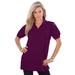 Plus Size Women's Polo Ultimate Tee by Roaman's in Dark Berry (Size 5X) 100% Cotton Shirt