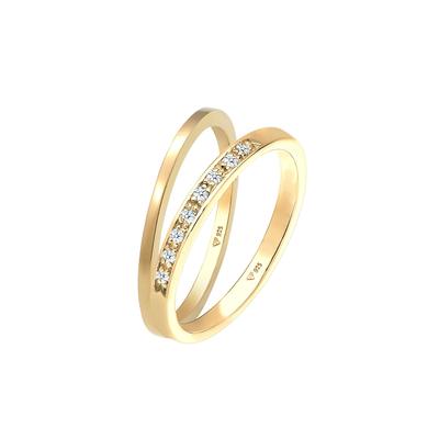 Elli DIAMONDS Basic Memoire Diamant (0.04 ct) 2er Set 925 Silber 58 Damen Image