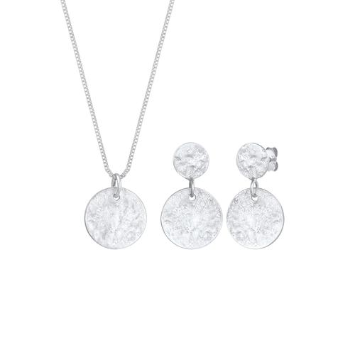 Elli – Elli Schmuckset Kette Ohrhänger Plättchen Vintage Coin 925 Silber Schmuck-Set Damen