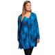 Ulla Popken Womenswear Plus Size Curvy Oversize Monochromatic Leaf Print Long Sleeve Tunic Blouse Lapis Blue Multi 50+ 781431760-50+