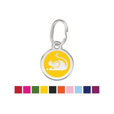 Red Dingo Mouse Personalized Stainless Steel Cat ID Tag, Small, Yellow