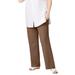 Plus Size Women's Linen Blend Drawstring Pants by ellos in Pecan Brown (Size 34)