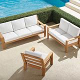 Calhoun 3-pc. Sofa Set in Natural Teak - Rumor Snow, Rumor Snow - Frontgate