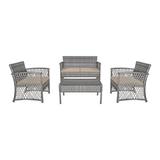 Andover Mills™ Knopp 4 Piece Rattan Sofa Seating Group w/ Cushions Synthetic Wicker/All - Weather Wicker/Wicker/Rattan in Gray | Outdoor Furniture | Wayfair